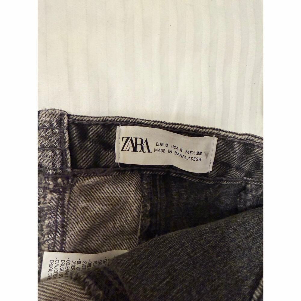 Zara Women’s Black Frayed Contrast Stitch Patchwork Denim Corset Top-small - Picture 3 of 3